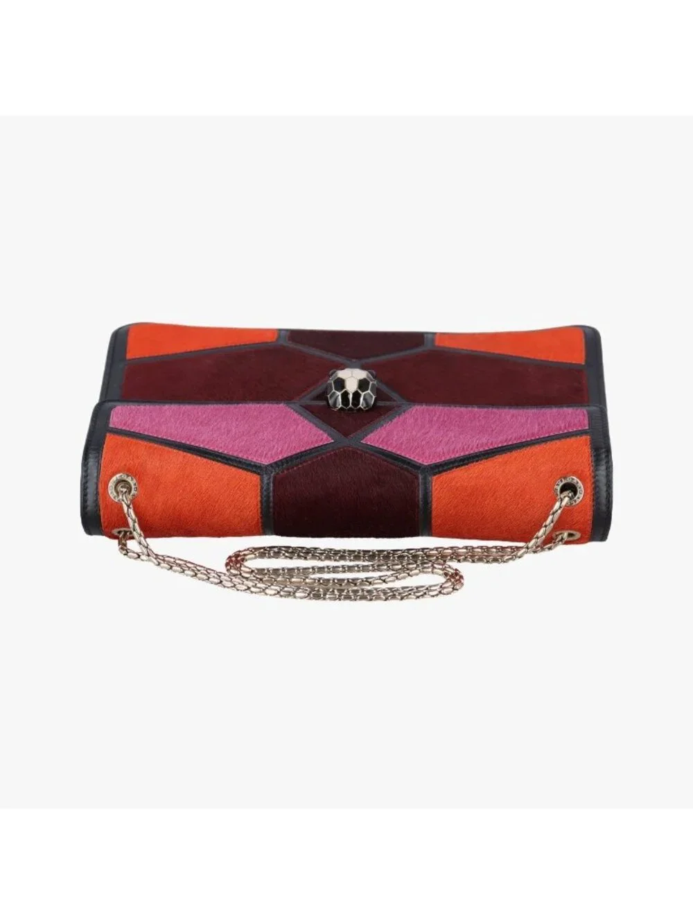 Bvlgari Serpenti Orange Pink Bordeaux Calf Hair Shoulder